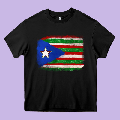Mexico And Puerto Rico Flag Heavy Core Tee Designed By Texasbilliewilder