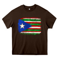 Chocolate Brown Mexico and Puerto Rico Flag Heavy Core Tee - texasbilliewilder