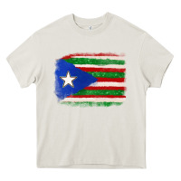 Cream Mexico and Puerto Rico Flag Heavy Core Tee - texasbilliewilder