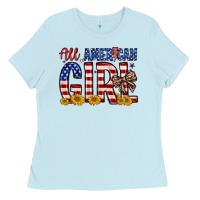 Baby Blue all american girl Ladies Tee - Zillion Design Studio