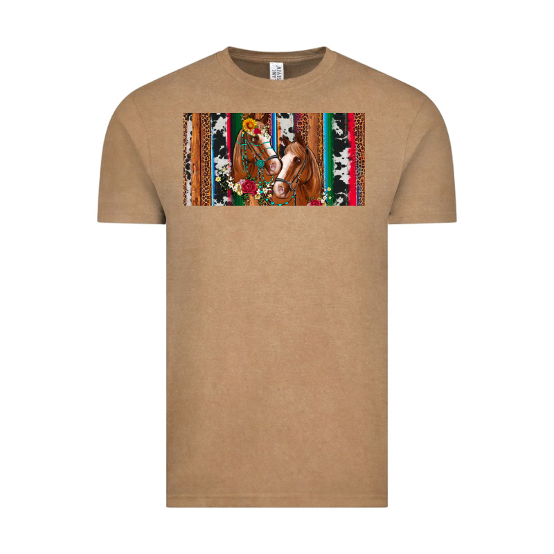 Western Horses Gemstone Horse Cowhide Leopard Floral Background Licens Vintage Tee by Artiststas | Teevron