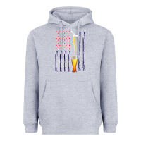 Heather Grey American Flag Beer Heavyweight Hoodie - Bettercallsaul