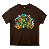 Chocolate Brown western rainbow with cactus Heavy Core Tee - RanaPortraitStore