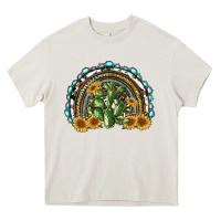 Cream western rainbow with cactus Heavy Core Tee - RanaPortraitStore