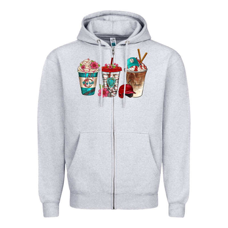 Western Baseball Coffee Cups Bbs Zipper Hoodie by BundleAndBundleShop | Teevron