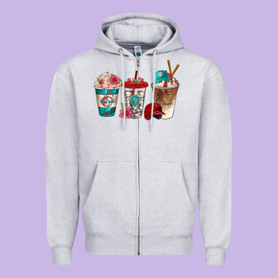 Western Baseball Coffee Cups Bbs Zipper Hoodie Designed By Bundleandbundleshop