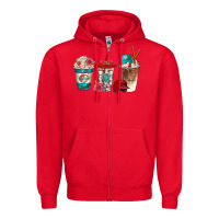 Red western baseball coffee cups bbs Zipper Hoodie - BundleAndBundleShop