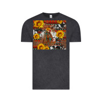 Vintage Black western horse with sunflowers and aztec leopard cowhide Vintage Tee - Artiststas