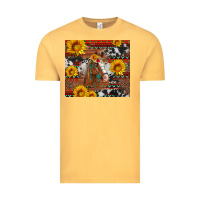 Vintage Mustard western horse with sunflowers and aztec leopard cowhide Vintage Tee - Artiststas