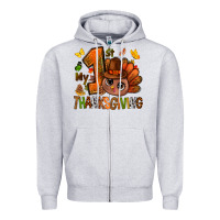 Heather Grey my first thanksgiving with turkey bbs Zipper Hoodie - BundleAndBundleShop
