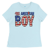 Baby Blue all American boy Ladies Tee - Zillion Design Studio