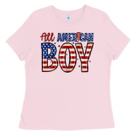Bubblegum Pink all American boy Ladies Tee - Zillion Design Studio
