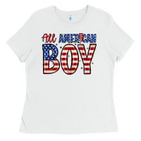 White all American boy Ladies Tee - Zillion Design Studio
