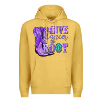 Antique Gold Give Cancer the boot purple ribbon Premium Hoodie - NancyCooperArtShop