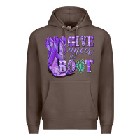 Coffee Give Cancer the boot purple ribbon Premium Hoodie - NancyCooperArtShop