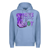 Colony Blue Give Cancer the boot purple ribbon Premium Hoodie - NancyCooperArtShop