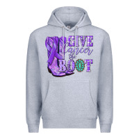 Heather Grey Give Cancer the boot purple ribbon Premium Hoodie - NancyCooperArtShop