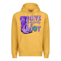 Mustard Give Cancer the boot purple ribbon Premium Hoodie - NancyCooperArtShop