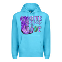 Ocean Blue Give Cancer the boot purple ribbon Premium Hoodie - NancyCooperArtShop