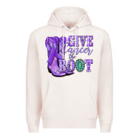 Pale Pink Give Cancer the boot purple ribbon Premium Hoodie - NancyCooperArtShop
