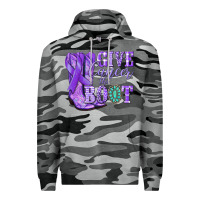 Slate Camo Give Cancer the boot purple ribbon Premium Hoodie - NancyCooperArtShop