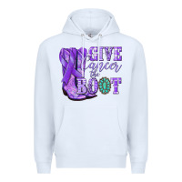 White Give Cancer the boot purple ribbon Premium Hoodie - NancyCooperArtShop