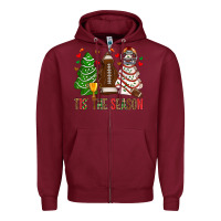 Burgundy tis' the season american football christmas cakes bbs Zipper Hoodie - BundleAndBundleShop