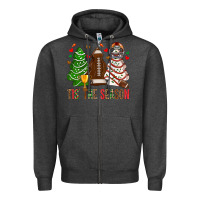 Charcoal Heather tis' the season american football christmas cakes bbs Zipper Hoodie - BundleAndBundleShop