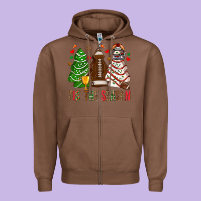 Tis' The Season American Football Christmas Cakes Bbs Zipper Hoodie Designed By Bundleandbundleshop