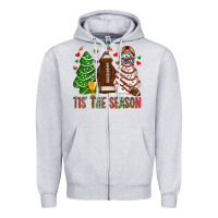 Heather Grey tis' the season american football christmas cakes bbs Zipper Hoodie - BundleAndBundleShop