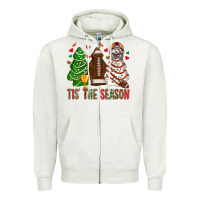 Oatmeal Heather tis' the season american football christmas cakes bbs Zipper Hoodie - BundleAndBundleShop