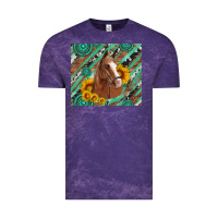 Cloud Purple western horse with gemstone and sunflower Vintage Tee - Artiststas