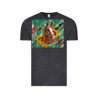 Vintage Black western horse with gemstone and sunflower Vintage Tee - Artiststas