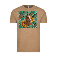 Vintage Coffee western horse with gemstone and sunflower Vintage Tee - Artiststas