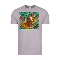Vintage Zinc western horse with gemstone and sunflower Vintage Tee - Artiststas