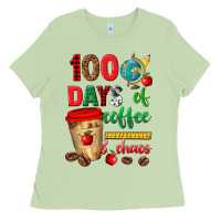 Matcha 100 days of coffee and chaos Ladies Tee - texasbilliewilder