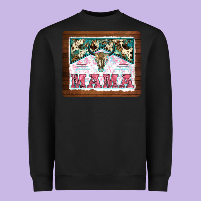 Western Bull Skull Mama Mousepad Heavyweight Sweatshirt Designed By Barkaloodesign