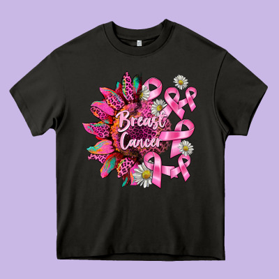 Breast Cancer Sunflower Heavy Core Tee Designed By Barkaloodesign