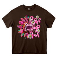 Chocolate Brown breast cancer sunflower Heavy Core Tee - BarkalooDesign