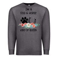 Charcoal Heather I'm A Dog & Horse Kind Of Queen Pet Lover Owner Premium Sweatshirt - Bettercallsaul