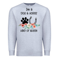 Heather Grey I'm A Dog & Horse Kind Of Queen Pet Lover Owner Premium Sweatshirt - Bettercallsaul