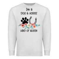 Oatmeal Heather I'm A Dog & Horse Kind Of Queen Pet Lover Owner Premium Sweatshirt - Bettercallsaul