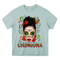 Arona Mexicana Skull Girl Messy Bun Heavy Core Tee - texasbilliewilder