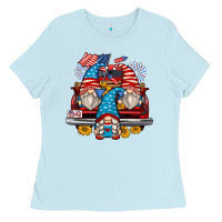 Baby Blue 4th of july gnomes farm truck Ladies Tee - Zillion Design Studio
