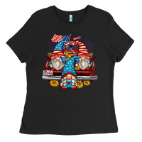 Black 4th of july gnomes farm truck Ladies Tee - Zillion Design Studio
