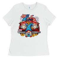 White 4th of july gnomes farm truck Ladies Tee - Zillion Design Studio