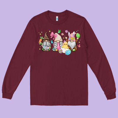 Easter Gnomies Long Sleeve Tee Designed By Maliassmallbusiness
