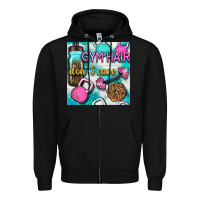 Black gym hair don't care clasp and water bottle with glitter seamless patte Zipper Hoodie - BundleAndBundleShop