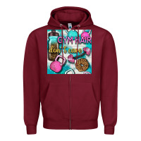 Burgundy gym hair don't care clasp and water bottle with glitter seamless patte Zipper Hoodie - BundleAndBundleShop
