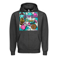 Charcoal Heather gym hair don't care clasp and water bottle with glitter seamless patte Zipper Hoodie - BundleAndBundleShop